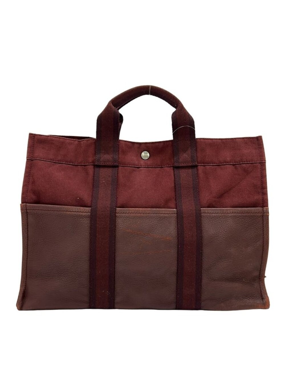 Hermes Tote Fourre Tout MM Half Leather Bordeaux - Picture 1 of 14